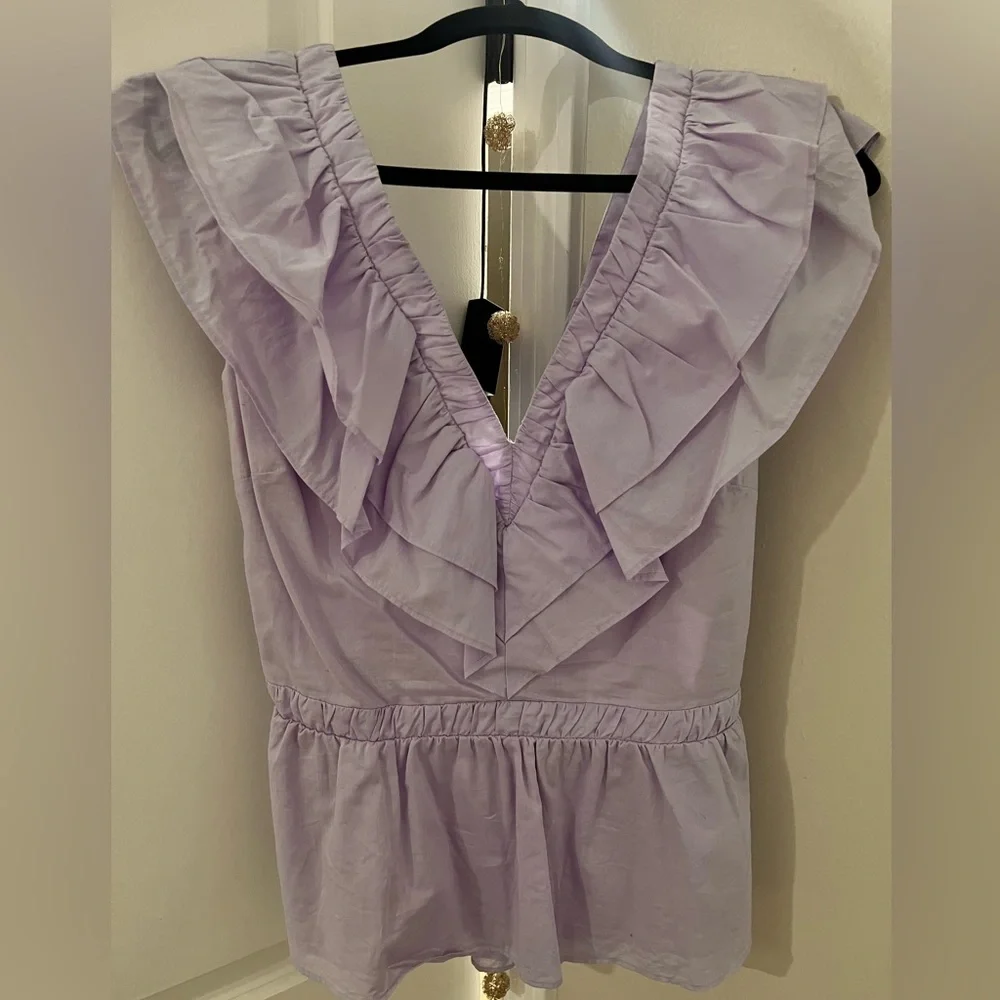 Express Lilac Ruffle V-Neck Top - Picture 7 of 13